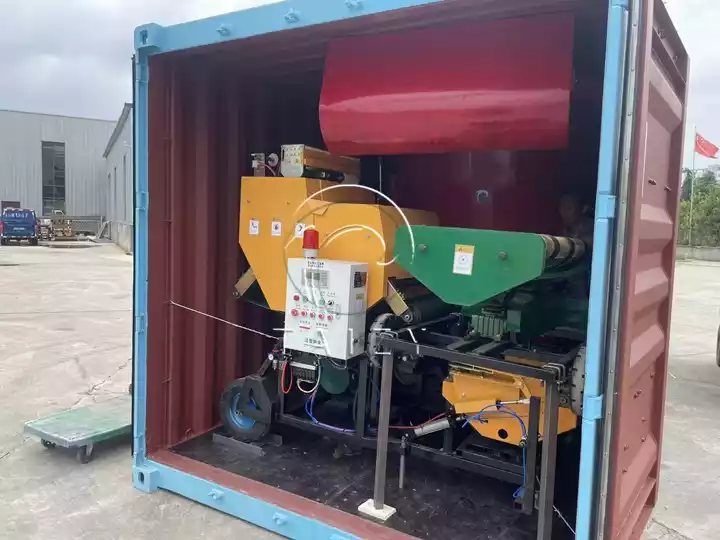 forage baler machines inside shipping container